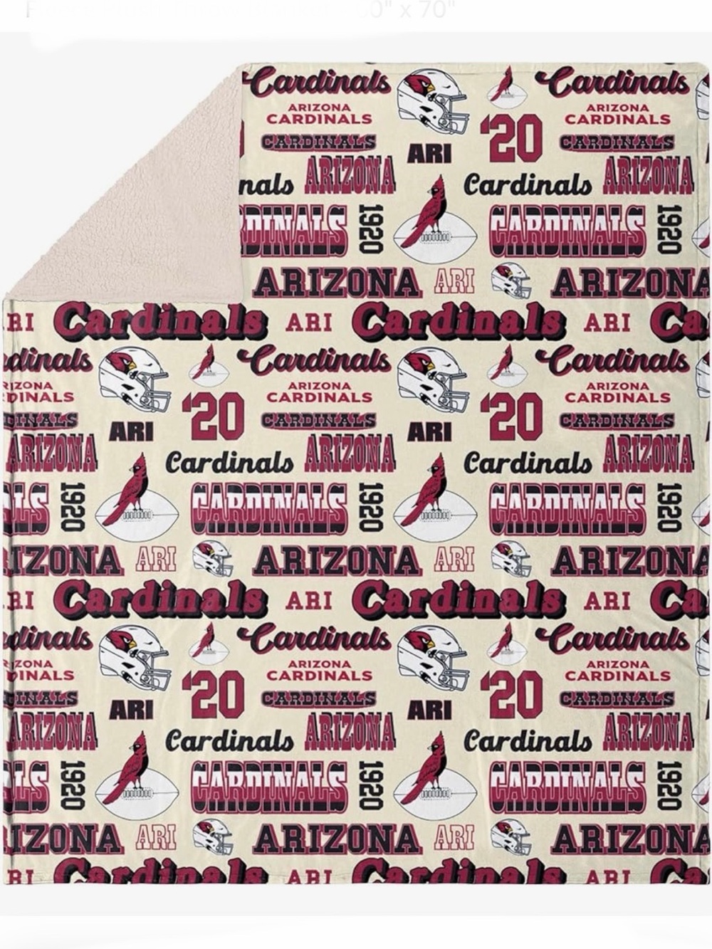 FOCO NFL🏈Adult👫NFL🏈 Arizona Cardinals Retro Sherpa Fleece Throw 60" x 70"